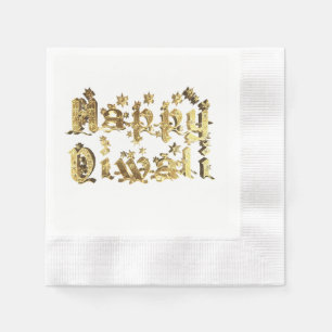 Guardanapo De Papel Feliz Festival Diwali da Tipografia Dourada das Lu