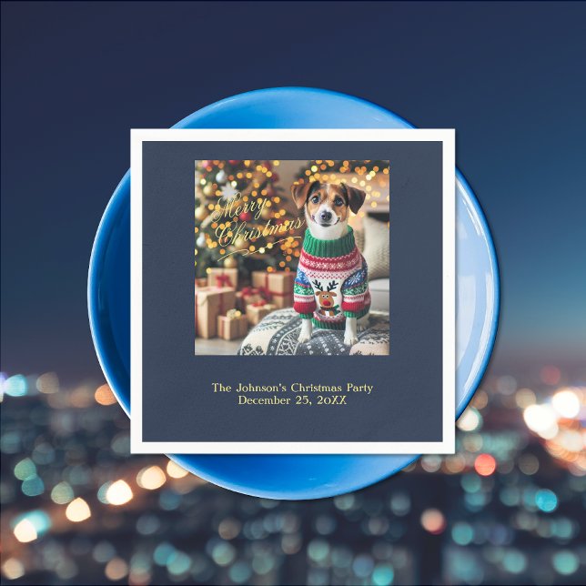 Guardanapo De Papel Feliz Foto de Natal (Merry Christmas Photo Napkin)