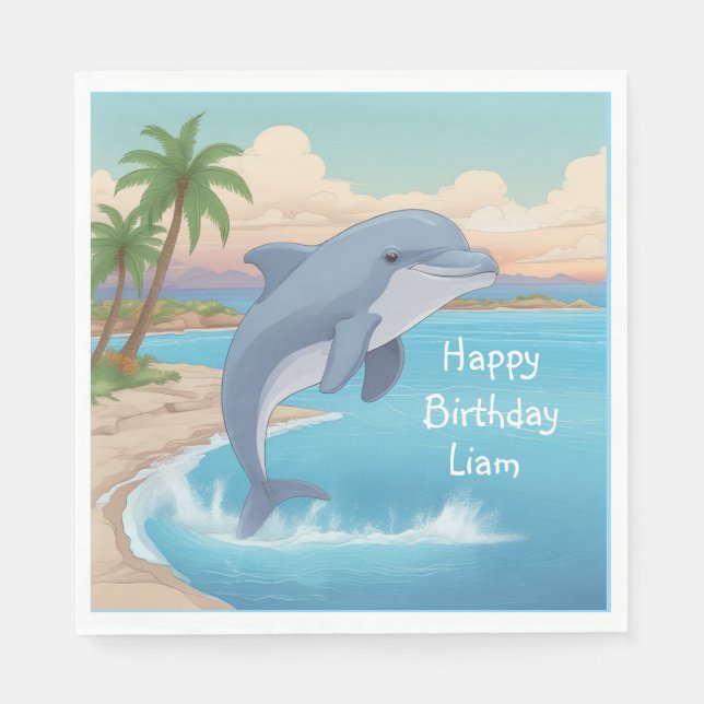 Guardanapo De Papel Feliz golfinho Napkins (Frente)