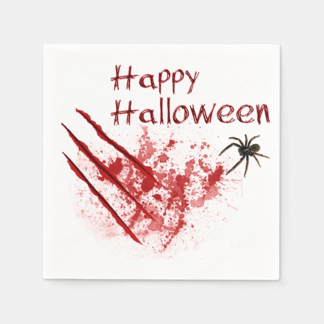 Guardanapo De Papel Feliz Halloween Arranhões Sangrentos (Frente)