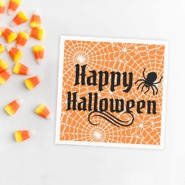 Guardanapo De Papel Feliz Halloween Assustador Laranja Aranha Negra