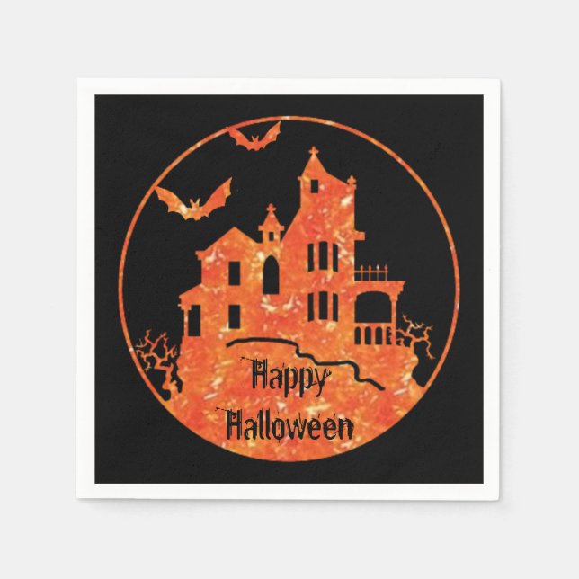 Guardanapo De Papel Feliz Halloween, Casa Assombrada (Frente)