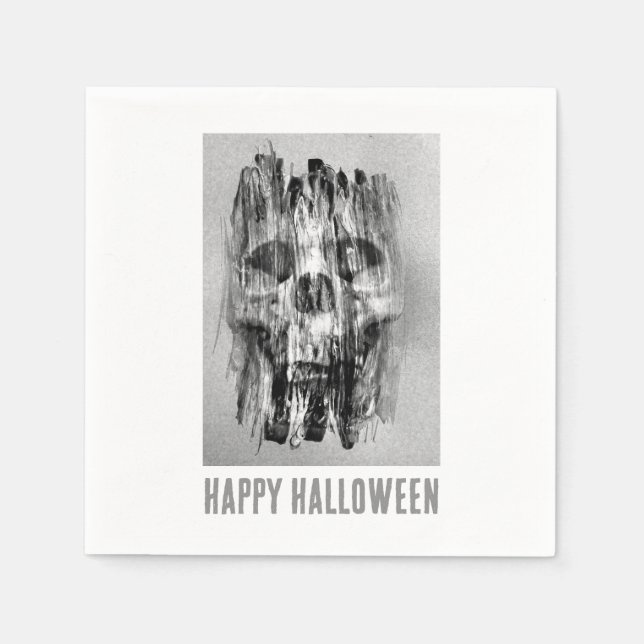 Guardanapo De Papel Feliz Halloween. Caveira aflita (Frente)