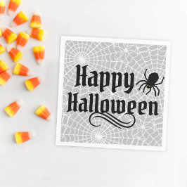 Guardanapo De Papel Feliz Halloween Cinza Assustadora Aranha Negra