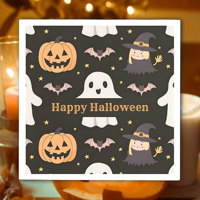 Guardanapo De Papel Feliz Halloween - Cute Ghost Pumpkin WitPaper (Criador carregado)