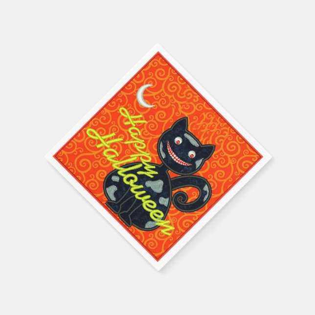 Guardanapo De Papel "Feliz Halloween" Gato Preto (Canto)