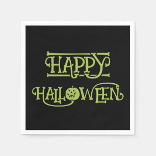 Guardanapo De Papel Feliz Halloween Letreiro Preto e Verde Assustado
