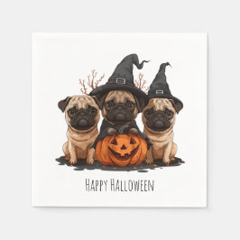 Guardanapo De Papel Feliz Halloween Pugs Jack O Lanternas