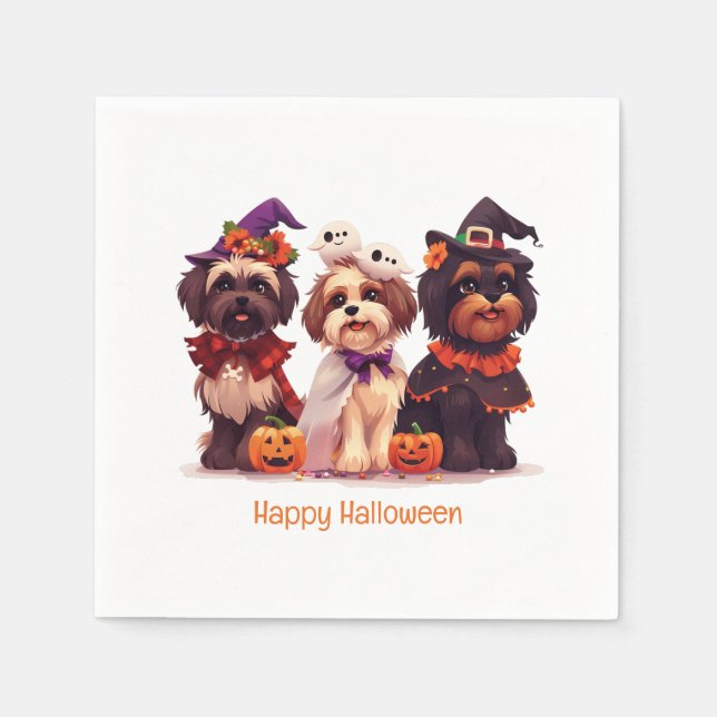 Guardanapo De Papel Feliz Halloween Shih Tzu Dogs (Frente)