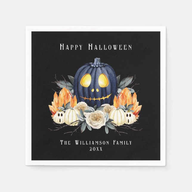 Guardanapo De Papel Feliz Halloween Spooky Samhain Pumpkins Crystals (Frente)