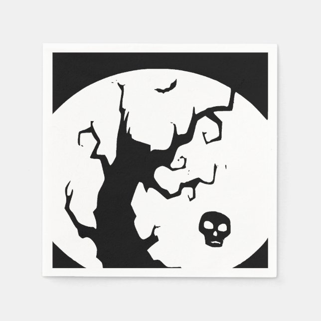 Guardanapo De Papel Feliz Halloween Spooky Tree Paper Napkin (Frente)