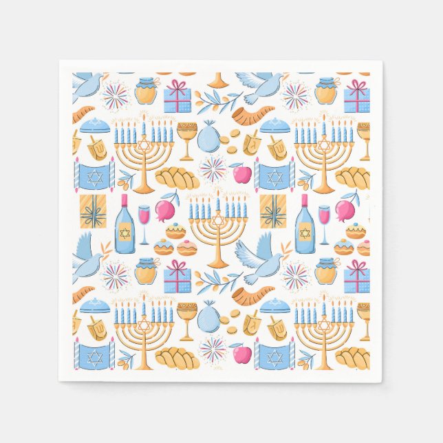 Guardanapo De Papel Feliz Hanukkah  (Frente)