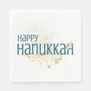 Guardanapo De Papel Feliz Hanukkah (com folhagem Dourada)