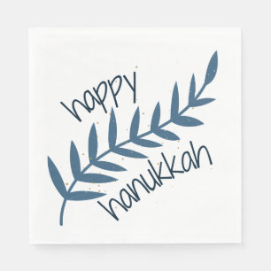 Guardanapo De Papel Feliz Hanukkah (com Folhas Azuis)