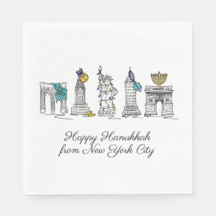 Guardanapo De Papel Feliz Hanukkah da Nova Iorque NYC Chanukah
