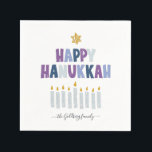 Guardanapo De Papel Feliz Hanukkah Monograma Party Napkins<br><div class="desc">Quando se prepara para receber uma reunião de férias, uma festa ou janto de cocktail, os nossos guardanapos de Chanucá vão adicionar um toque divertido e festivo à tua mesa. Design seus guardanapos para tornar suas festas verdadeiramente únicas. Nossos designs modernos de Chanucá vão adicionar o toque perfeito à sua...</div>