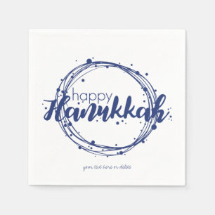 Guardanapo De Papel Feliz Hanukkah Snow Bubbles Wreath Holidin Napkin