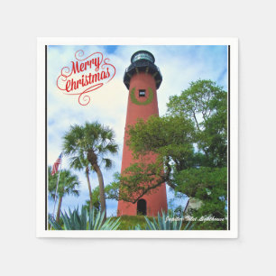 Guardanapo De Papel Feliz Jupiter Inlet Lighthouse Flórida de Natal
