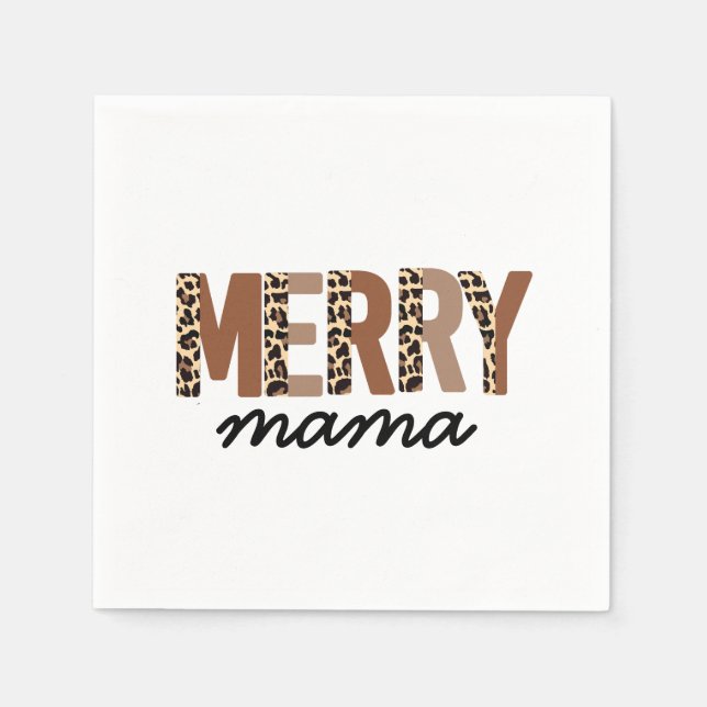 Guardanapo De Papel "Feliz Mama" Moderna Bloqueio de Cor Leopard Boho (Frente)