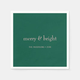 Guardanapo De Papel Feliz moderna e Natal brilhante, cor-de-rosa verde