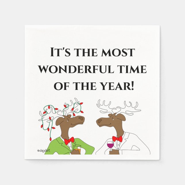 Guardanapo De Papel Feliz Natal 2 Moose Napkins (Frente)