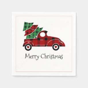 Guardanapo De Papel Feliz Natal Antiquado Feriado Vermelho Nápoles