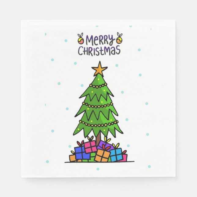 Guardanapo De Papel Feliz Natal, Árvore com presentes (Frente)