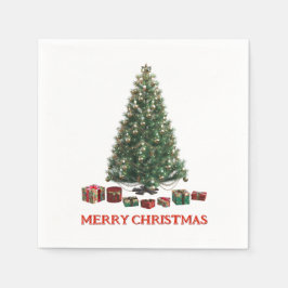 Guardanapo De Papel Feliz Natal. Árvore (design 1) com presentes
