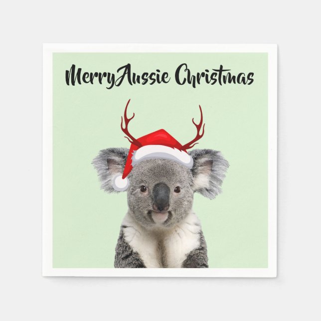 Guardanapo De Papel Feliz Natal Australiano Koala  (Frente)