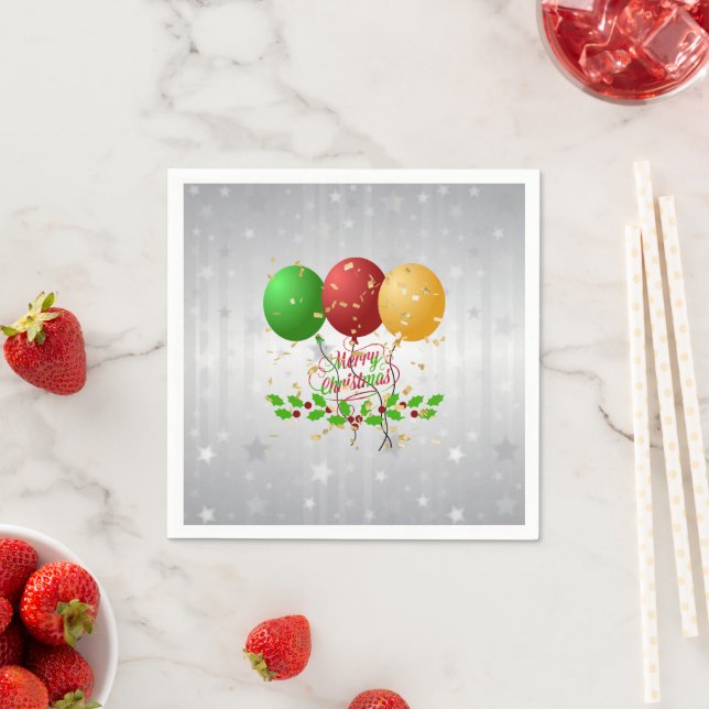 Guardanapo De Papel Feliz Natal Balões e Confetti (Insitu)