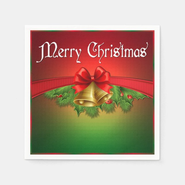 Guardanapo De Papel Feliz Natal Bells Feriado Napkins (Frente)