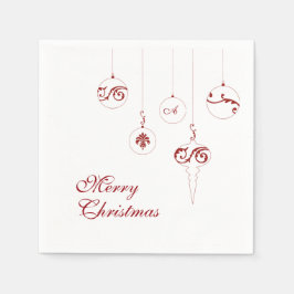 Guardanapo De Papel Feliz Natal Berry Red Monograma Bauble Square