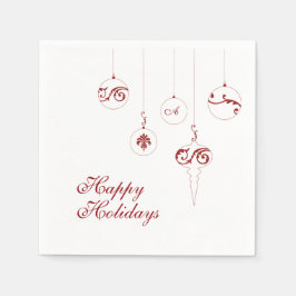 Guardanapo De Papel Feliz Natal Berry Red Monograma Bauble Square