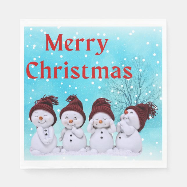 Guardanapo De Papel Feliz Natal Bonito Pequenos Neves (Frente)