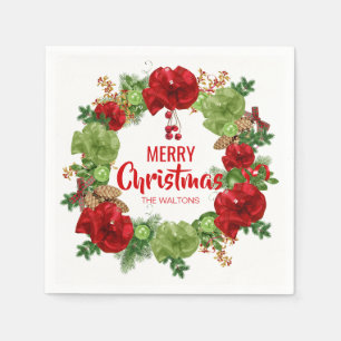 Guardanapo De Papel Feliz Natal branco VERMELHO personalizado da