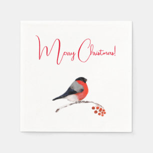 Guardanapo De Papel Feliz Natal, Bullfinch no dia de inverno