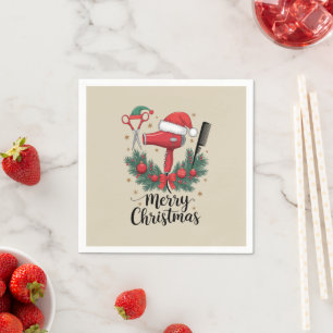 Guardanapo De Papel Feliz Natal Cabelereiro Cabeleireiro Natal Cabelo 