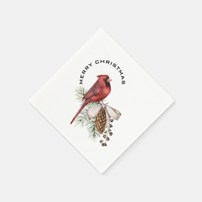 Guardanapo De Papel Feliz Natal Cardeal & Pine Cone Natal Abr (Canto)