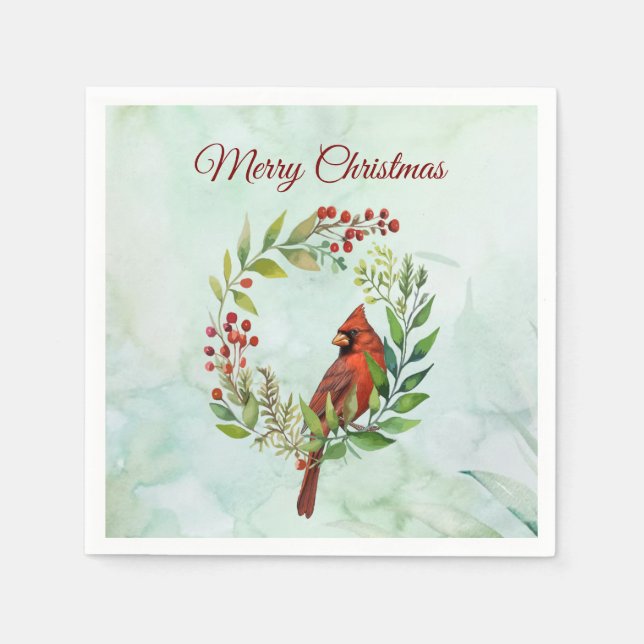 Guardanapo De Papel Feliz Natal Cardinal Clássico (Frente)