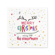 Feliz Natal, Colorida Reindeer Antlers & Stars