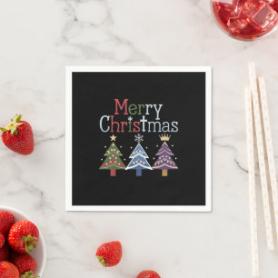 Guardanapo De Papel Feliz Natal Cruz Árvore de Natal Retro