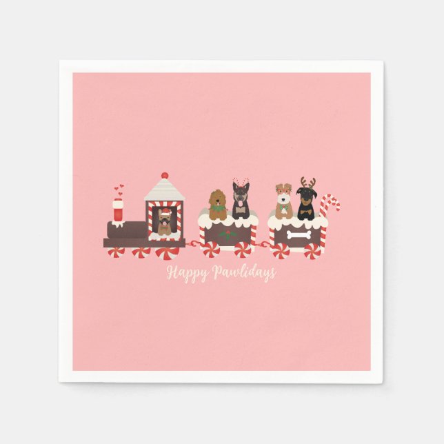 Guardanapo De Papel Feliz Natal de Cachorro Comboio (Frente)