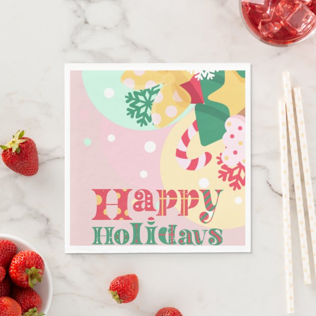 Guardanapo De Papel feliz natal de férias com ornamentos (Insitu)