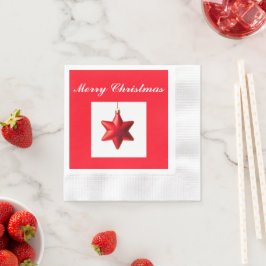 Guardanapo De Papel Feliz Natal, decoração de estrelas vermelhas com t