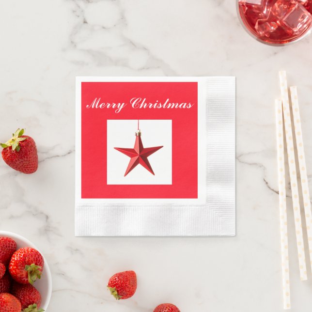 Guardanapo De Papel Feliz Natal, decoração de estrelas vermelhas com t (Insitu)