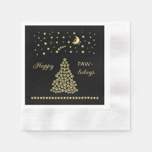Guardanapo De Papel Feliz Natal, Dourada e brilhante árvore de Natal
