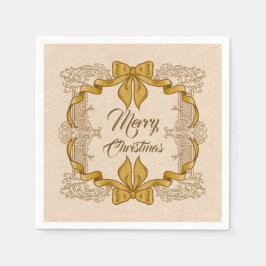 Guardanapo De Papel Feliz Natal Dourado Arco Vintage