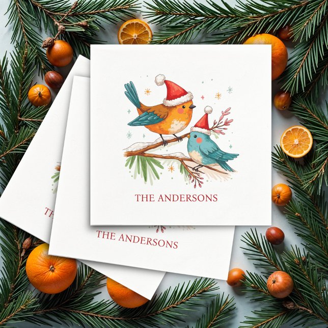 Guardanapo De Papel Feliz Natal, Duas Festas de Natal Adoráveis Pássar (Criador carregado)