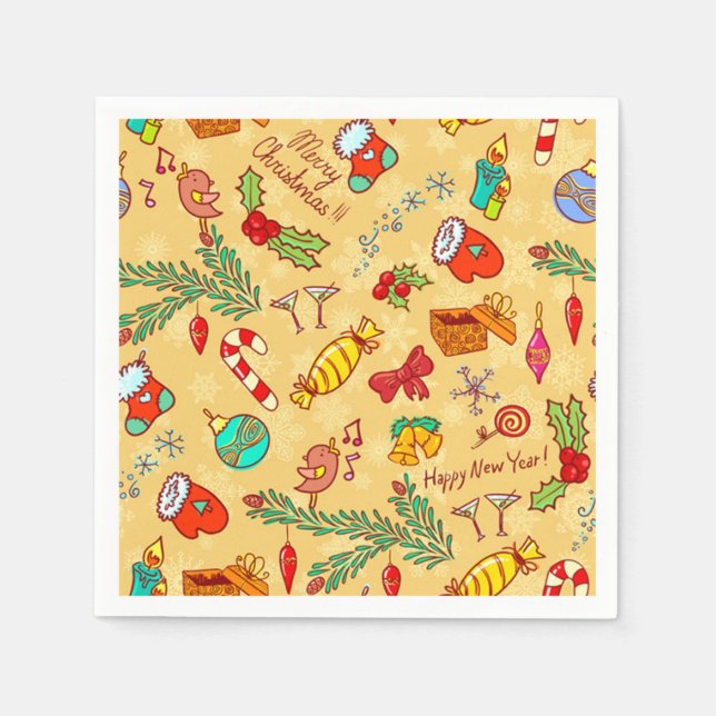 Guardanapo De Papel Feliz Natal E Feliz ano novo (Frente)