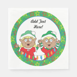 Guardanapo De Papel Feliz Natal Elfos da Cor